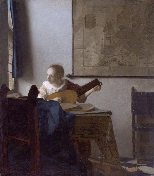 Johannes Vermeer Woman with a lute. oil painting image